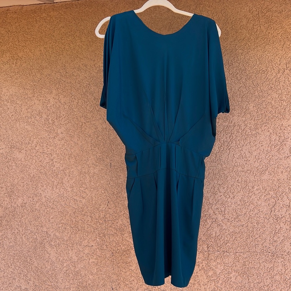 Teal Open Back Split Sleeve Dress